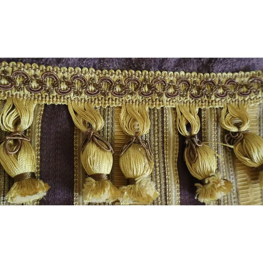 Vintage 7 Piece AVANTI Purple and Gold Towel Set Tassel Embroidered Retro COTTON